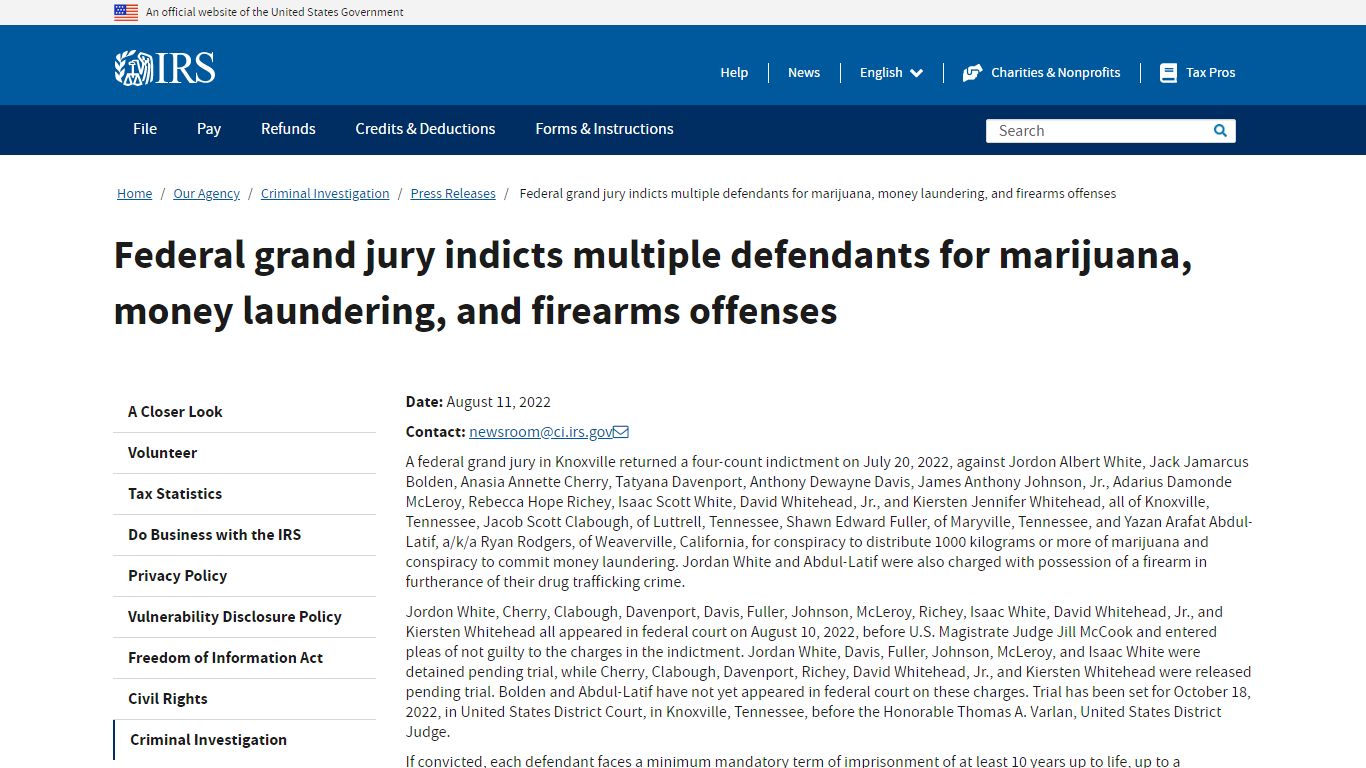 Federal grand jury indicts multiple defendants for marijuana, money ...