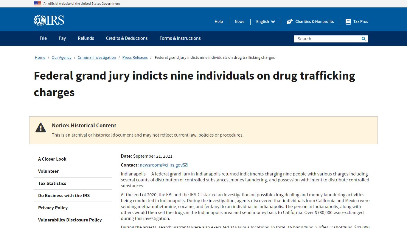 Federal grand jury indicts nine individuals on drug trafficking charges ...