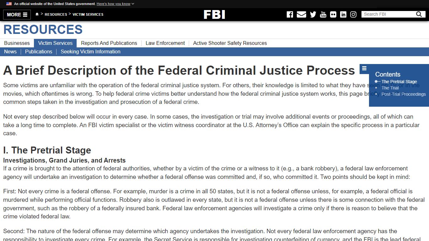 A Brief Description of the Federal Criminal Justice Process